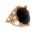 18Kt Rose Gold  Black Onyx & Diamond Leaf Design Ring (0.07cts)