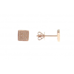 14Kt Rose Gold Square Shape Diamond Earrings (0.12cts tw)