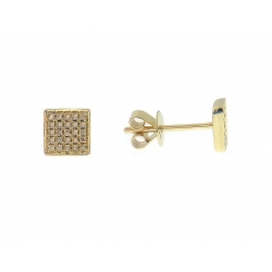 14Kt Yellow Gold Square Shape Diamond Earrings (0.12cts tw)