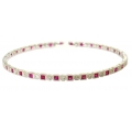 14Kt White Gold Princess Cut Ruby & Round Diamond Slip On Bangle (2.62cts tw)