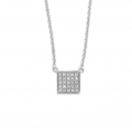 14Kt White Gold Square Shape Diamond Necklace (0.06cts tw)