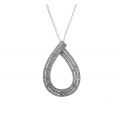 14Kt White Gold Three Row Single Cut Diamond Pear Shape Necklace (0.50cts tw)