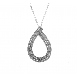 14Kt White Gold Three Row Single Cut Diamond Pear Shape Necklace (0.50cts tw)