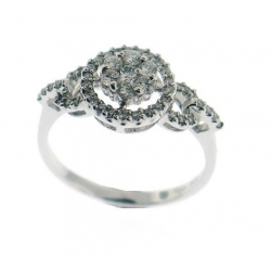 18Kt White Gold Diamond Cluster with Diamond Halo Ring (0.50cts tw)