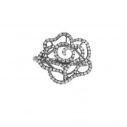 14Kt Black Gold Single Cut Diamond Flower Design Ring (0.49cts tw) 