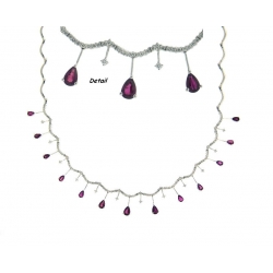 18KT White Gold Pear Shape Ruby & Diamond Necklace (5.96cts tw)
