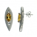 18Kt White Gold Marquis Shape Citrine & Diamond Earrings (2.47cts tw)