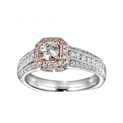 14Kt Two-tone Diamond Engagement Ring with Milgrain (0.90cts tw)