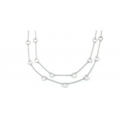 14Kt White Gold Two Strand Link with Round Link Necklace