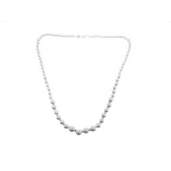 Sterling Silver Rhodiumed Finish Graduated Bead Necklace from 4mm to 10mm (14.00gr)