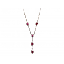 18Kt White Gold Ruby & Diamond Drop Necklace (4.20cts tw)