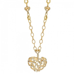 14Kt Yellow Gold Diamond Cut out Heart Necklace (1.15cts tw)