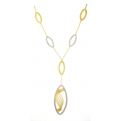 14Kt Two-tone Open Wire Ovals with Wave Design Cut Out Center (10.40gr)