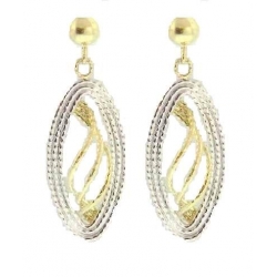 14Kt Two-tone Wave Design Dangle Earrings (3.60gr)