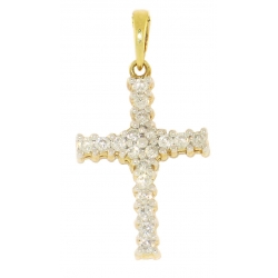 18Kt Yellow Gold Diamond Cross Pendant (0.42cts tw) 18Kt Yellow Gold Diamond Cross Pendant (0.42cts tw)