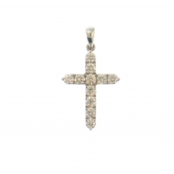 18Kt White Gold Diamond Cross Pendant (0.44cts tw)