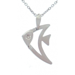 18Kt White Gold Diamond Fish Necklace (0.01cts tw)
