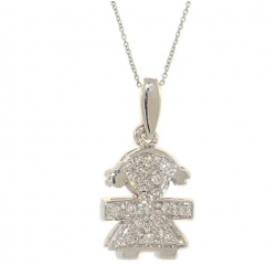 18Kt White Gold Diamond Baby Girl Necklace (0.09cts tw)