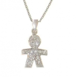 18Kt White Gold Diamond Baby Boy Necklace (0.08cts tw)