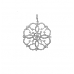 18Kt White Gold Lace Design Diamond Pendant (1.70cts tw)