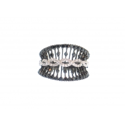 18Kt Black Gold  Wave Design Ring with Black & White Diamond (1.65cts tw)