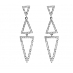 18Kt White Gold Multi-Triangle Diamond Dangle Earrings (0.82cts TW)