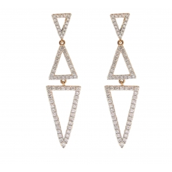 18Kt Rose Gold Multi-Triangle Diamond Dangle Earrings (0.84cts TW)