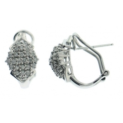 18Kt White Gold Round Diamond Earrings with Omega Clip (0.60cts tw)