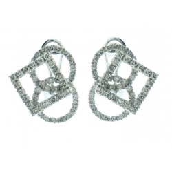 18Kt White Gold Geometric Diamond Earrings with Omega Clip (1.05cts tw)