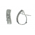 18Kt White Gold Tapered Baguette & Round Diamond Wave Design Earrings with Omega Clip (0.77cts tw)