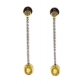 18Kt Two-tone Diamond & Yellow Sapphire Drop Earrings (2.21cts tw)