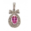 18Kt White Gold Pink Sapphire & Diamond Bow Design Pendant (0.67cts tw)