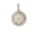 18Kt White Gold Round Cluster Diamond Pendant (0.82cts tw)