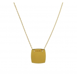 14KT Yellow gold Large Square Disc Necklace 