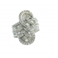 18Kt White Gold Tapered Baguette & Round Diamond Braided Design Ring (3.27cts tw)