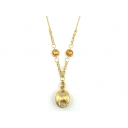 14Kt Yellow Gold Twisted Oval Link with Citrine Station and Gucci Drop (12.80gr)