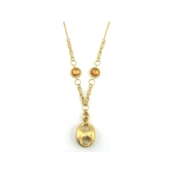 14Kt Yellow Gold Twisted Oval Link with Citrine Station and Gucci Drop (12.80gr) 14Kt Yellow Gold Twisted Oval Link with Citrine Station and Gucci Drop (12.80gr)