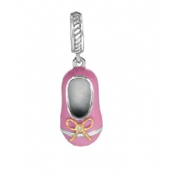 Sterling Silver Pink Baby Shoe Pendant (0.01cts tw)