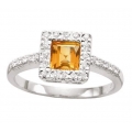 14Kt White Gold Princess Cut Citrine & Diamond Ring (0.80cts tw)