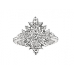 14Kt White Gold Old English Cross Design Diamond Ring (0.65cts tw)