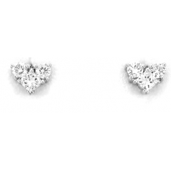 18Kt White Gold Princess Cut & Round Diamond Heart Shape Stud Earrings (0.74cts tw)