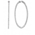 14Kt White Gold Inside & Out Diamond Hoop Earrings with Screw back (2.75cts tw)