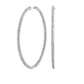 14Kt White Gold Inside & Out Diamond Hoop Earrings with Screw back (5.40cts tw)