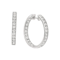14Kt White Gold Inside & Out Diamond Hoop Earrings with Milgrain (3.30cts tw)