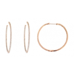 14Kt Rose Gold Inside & Out Diamond Hoop Earrings with Screw Back (1.60cts tw)