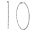 14Kt White Gold Inside & Out Diamond Hoop Earrings with Screw back (2.36cts tw)