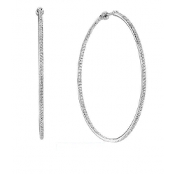 14Kt White Gold Inside & Out Diamond Hoop Earrings with Screw back (1.80cts tw)