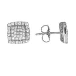 14Kt White Gold Square Shape Pavé Diamond Stud Earrings (0.61cts tw)
