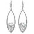 14Kt White Gold Almond Shape Lace Diamond Dangle Earrings (0.53cts tw)