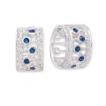 14Kt White Gold Diamond & Blue Sapphire Bubble Huggies Earrings (0.60cts tw)